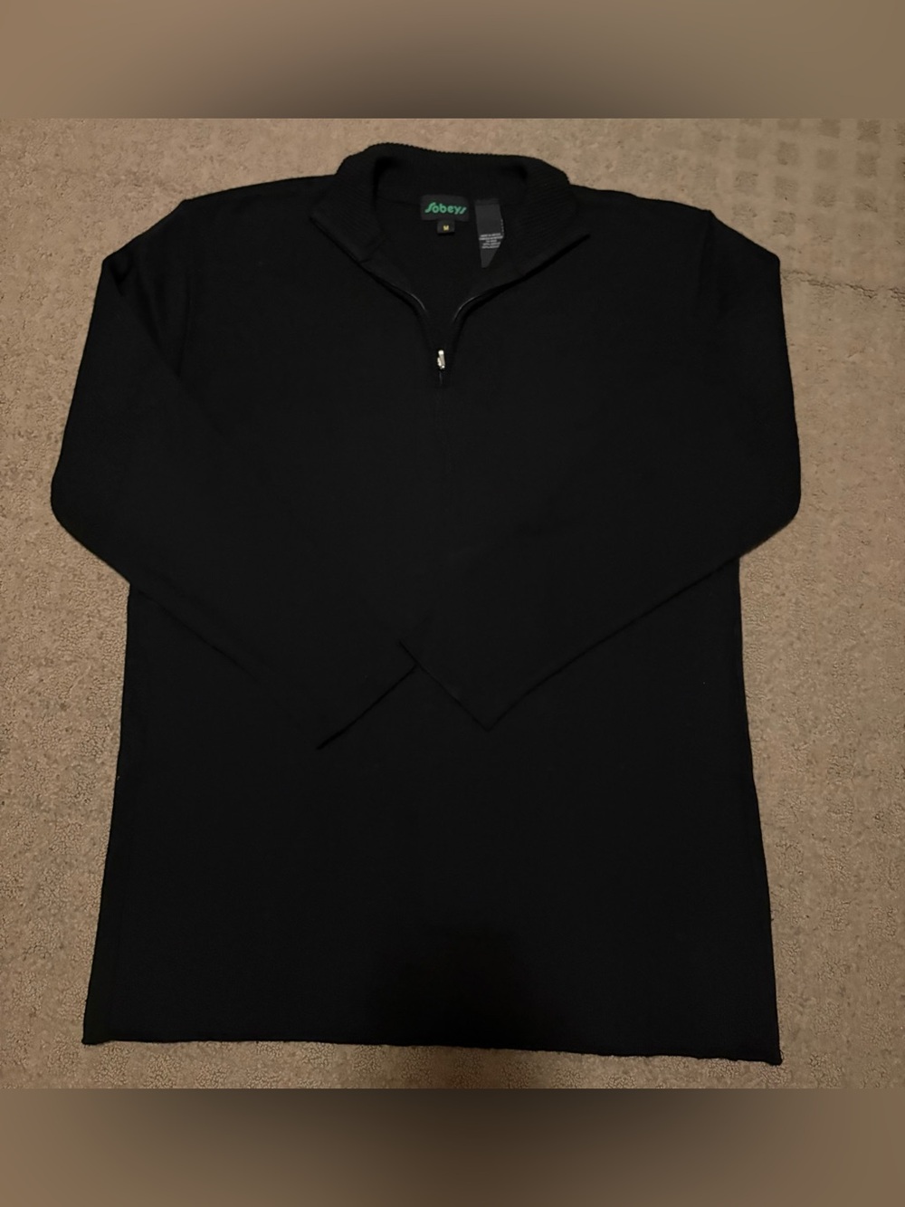 Sobeys Men’s Black Half-Zip Sweater, Long-Sleeve, Brand New without Tags.
